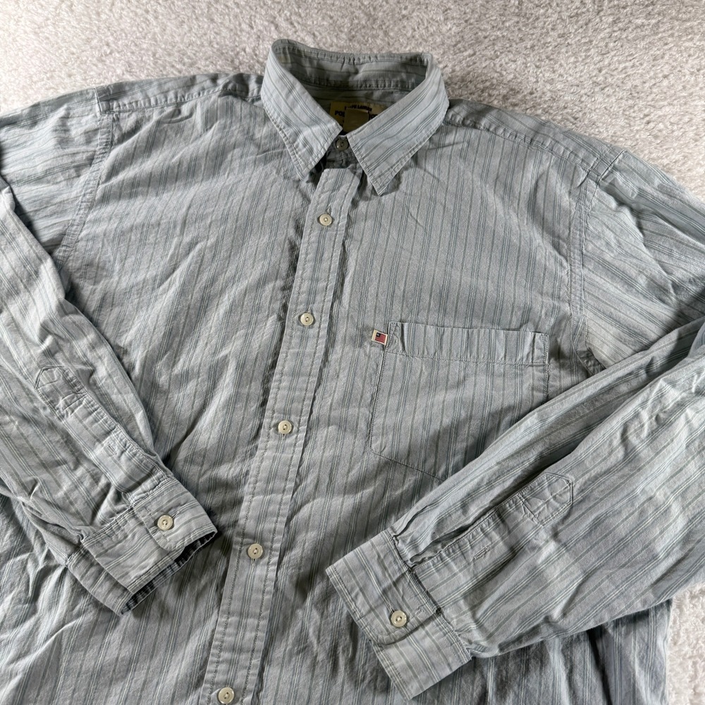 Vintage Y2K Ralph Lauren Polo Jeans Co Dress Shirt Pocket XL Blue Long Button Up